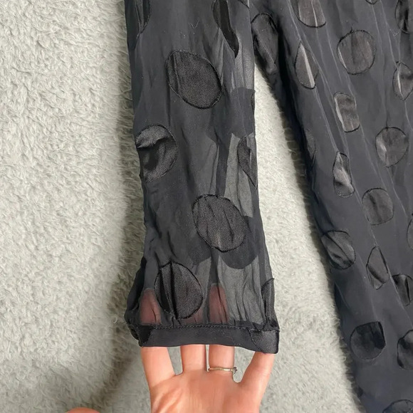 Boden womens black polka dot long sleeve blouse career contemporary keyhole 10L - Picture 3 of 10